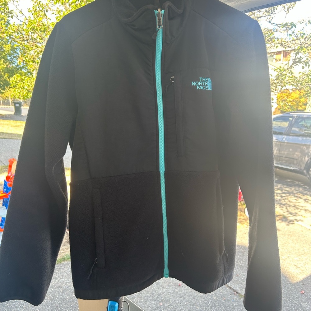 The North Face Black Jacket with Teal Zipper